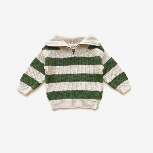 Fisherman Jumper - Clover Rugby Stripe