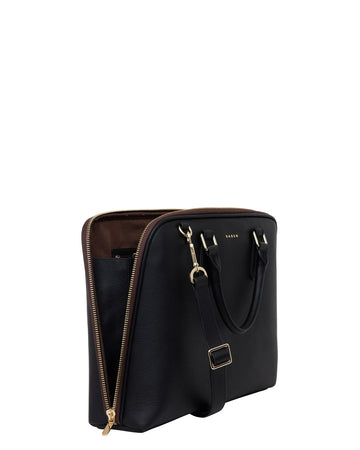 Black leather Parker Briefcase by Saben, fits 17 inch laptop