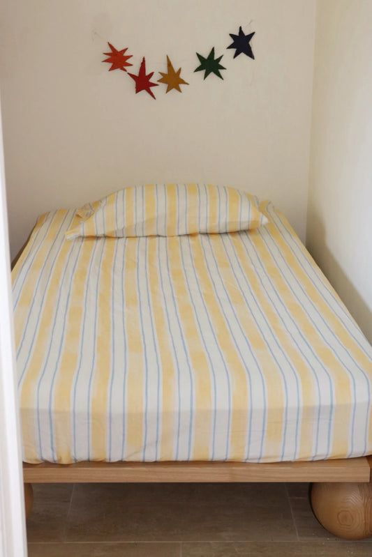 PRE ORDER - Sea Stripe Fitted Sheet + Pillowcase Set | Single