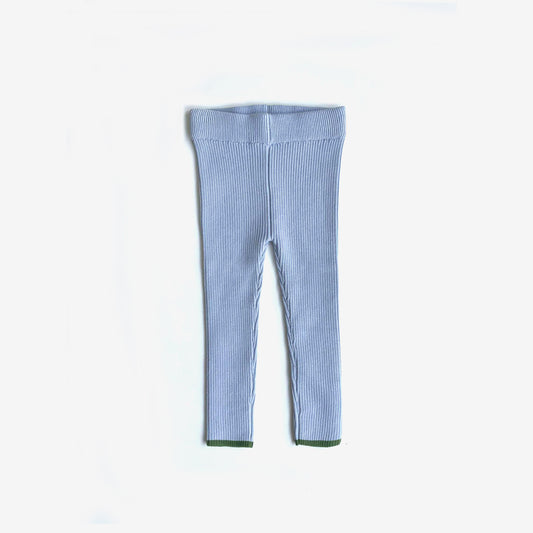 Organic Cotton Rib Knit Leggings - Sky Clover Dip