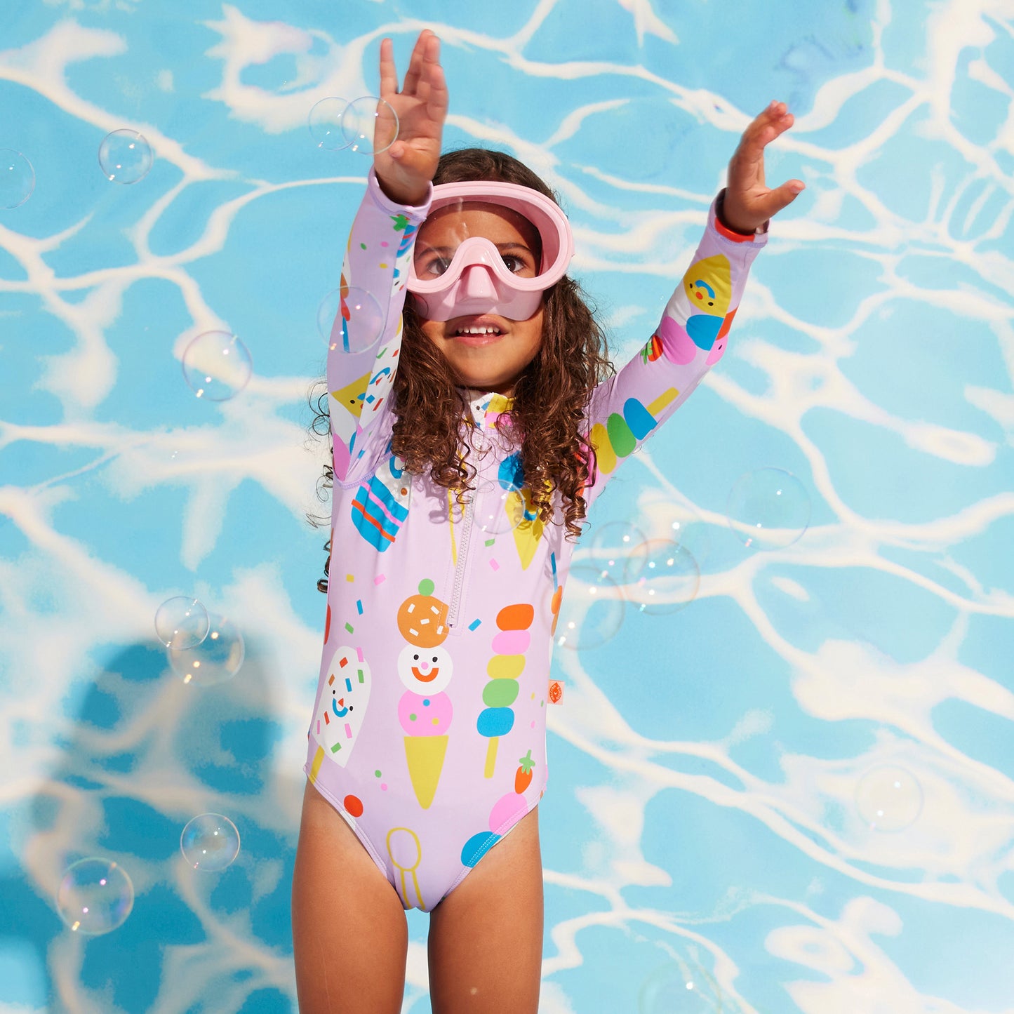 Long Sleeve Zip Swimsuit - Sundae Fun Day