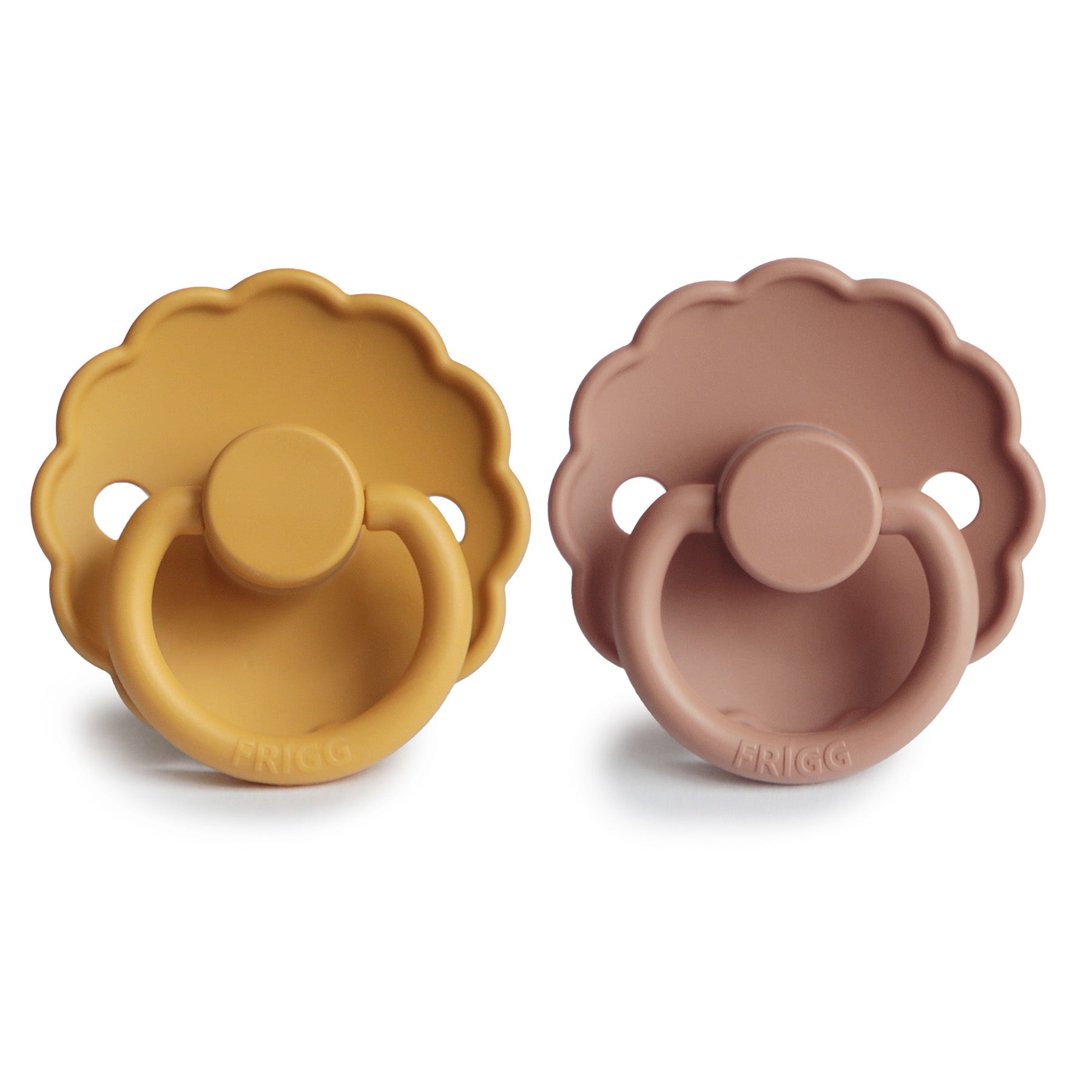 Frigg Daisy Silicone Pacifier - Honey Gold + Rose Gold available at Little Mash Boutique