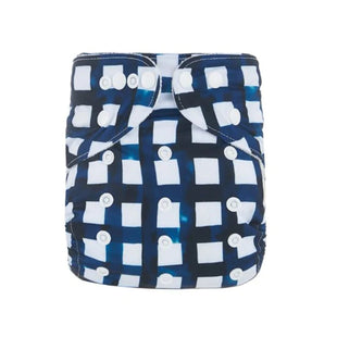 Navy Gingham Reusable Cloth Nappy