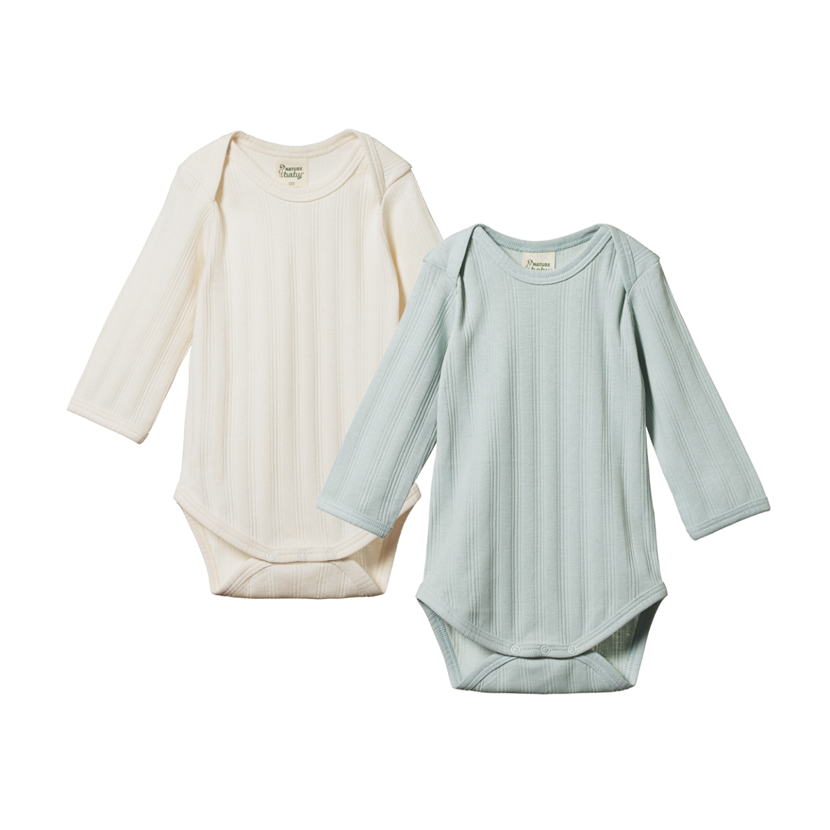 Nature Baby 2 Pack Derby Bodysuit in Natural + Sea available at Little Mash Boutique