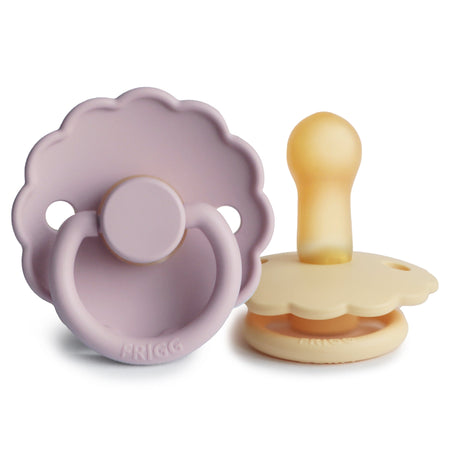 Frigg Daisy Natural Rubber Pacifier - Soft Lilac + Pale Daffodil available at Little Mash Boutique